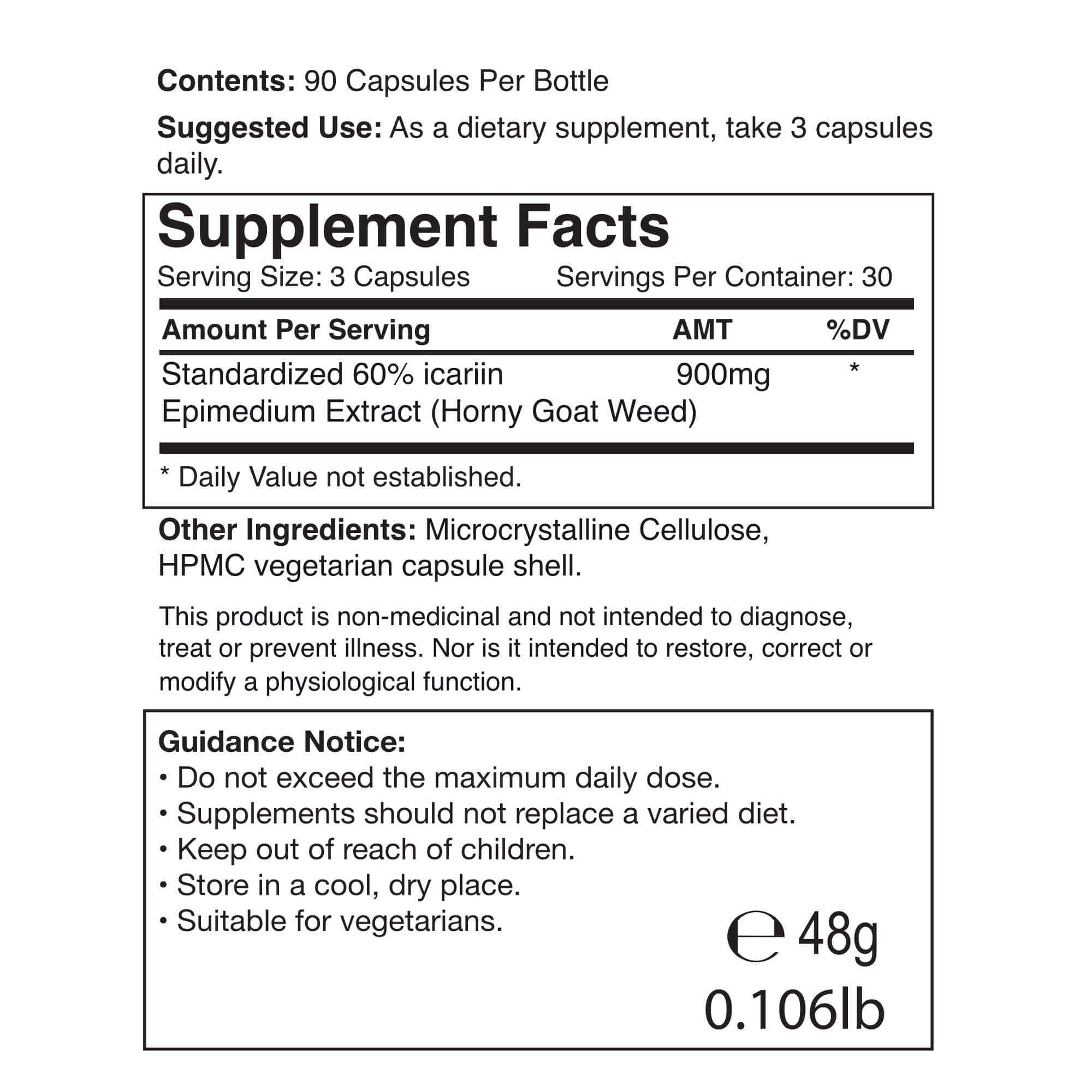 Icariin 60™ Horny Goat Weed Supplement Facts